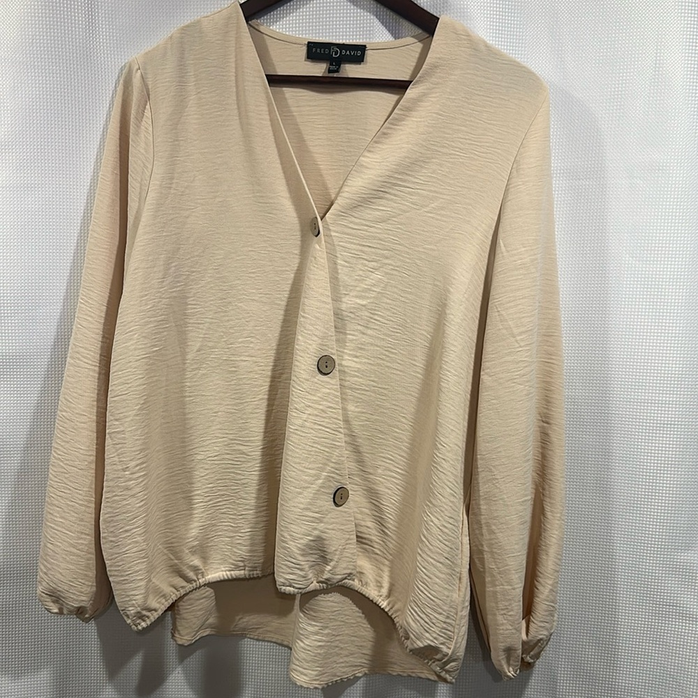 Boho-Inspired Cream Flowy Blouse – Size Large